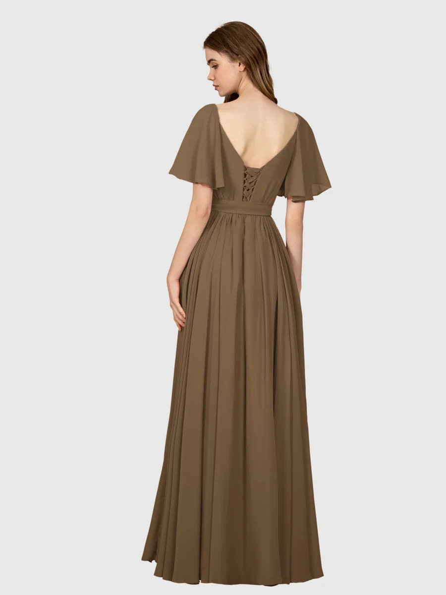 Robes De Demoiselle D'Honneur À Manches Courtes Col V Avec Poches Avery – Image 3