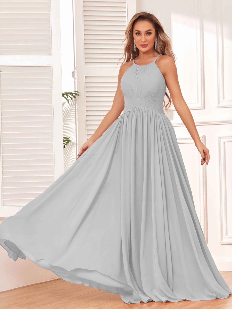 Robes De Demoiselle D'Honneur En Mousseline À Sans Manches Licou Lucy – Image 7