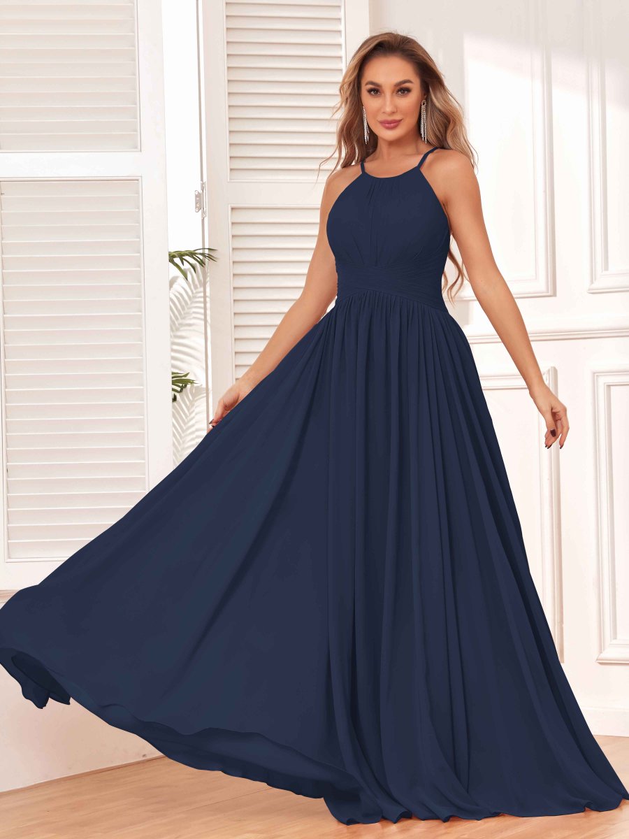 Robes De Demoiselle D'Honneur En Mousseline À Sans Manches Licou Lucy – Image 5