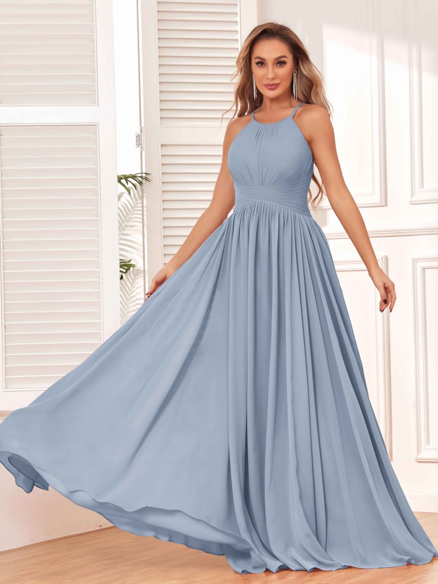 Robes De Demoiselle D'Honneur En Mousseline À Sans Manches Licou Lucy – Image 3