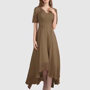 Robes De Demoiselle D'Honneur En Mousseline À Manches Courtes Amelia