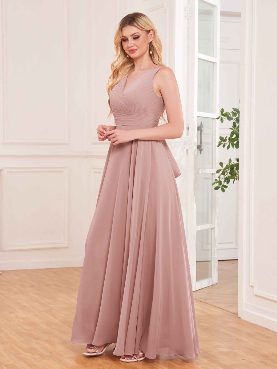 Robes De Demoiselle D'Honneur En Mousseline À Sans Manches Dos À Nouer Josie – Image 2