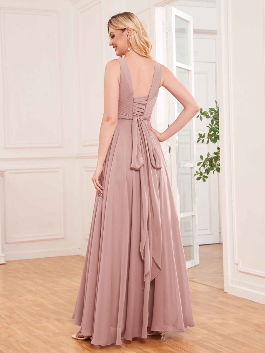 Robes De Demoiselle D'Honneur En Mousseline À Sans Manches Dos À Nouer Josie – Image 3