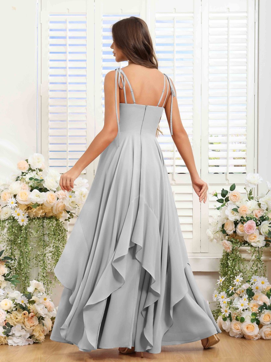 Robes De Demoiselle D'Honneur En Mousseline À Sans Manches Volants Amaranth – Image 5