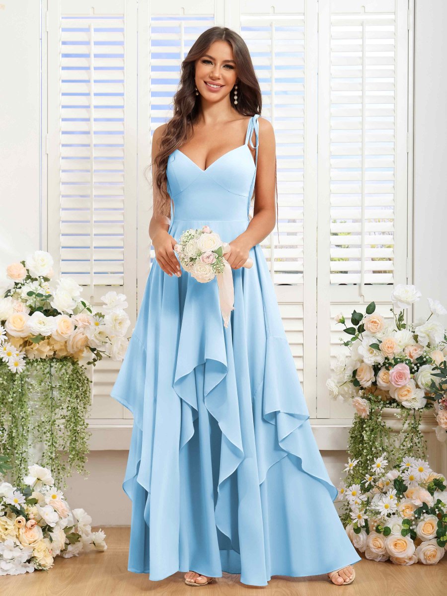 Robes De Demoiselle D'Honneur En Mousseline À Sans Manches Volants Amaranth – Image 6