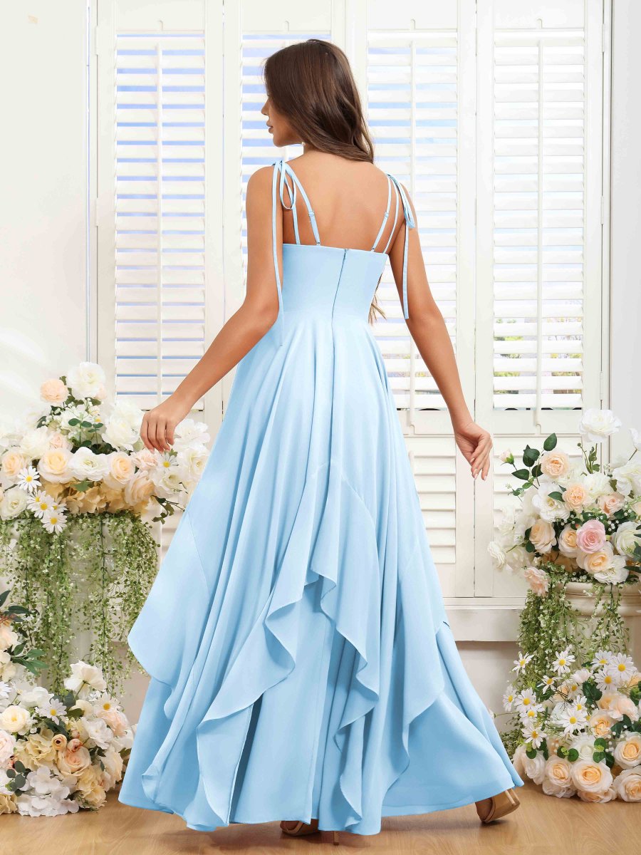 Robes De Demoiselle D'Honneur En Mousseline À Sans Manches Volants Amaranth – Image 8