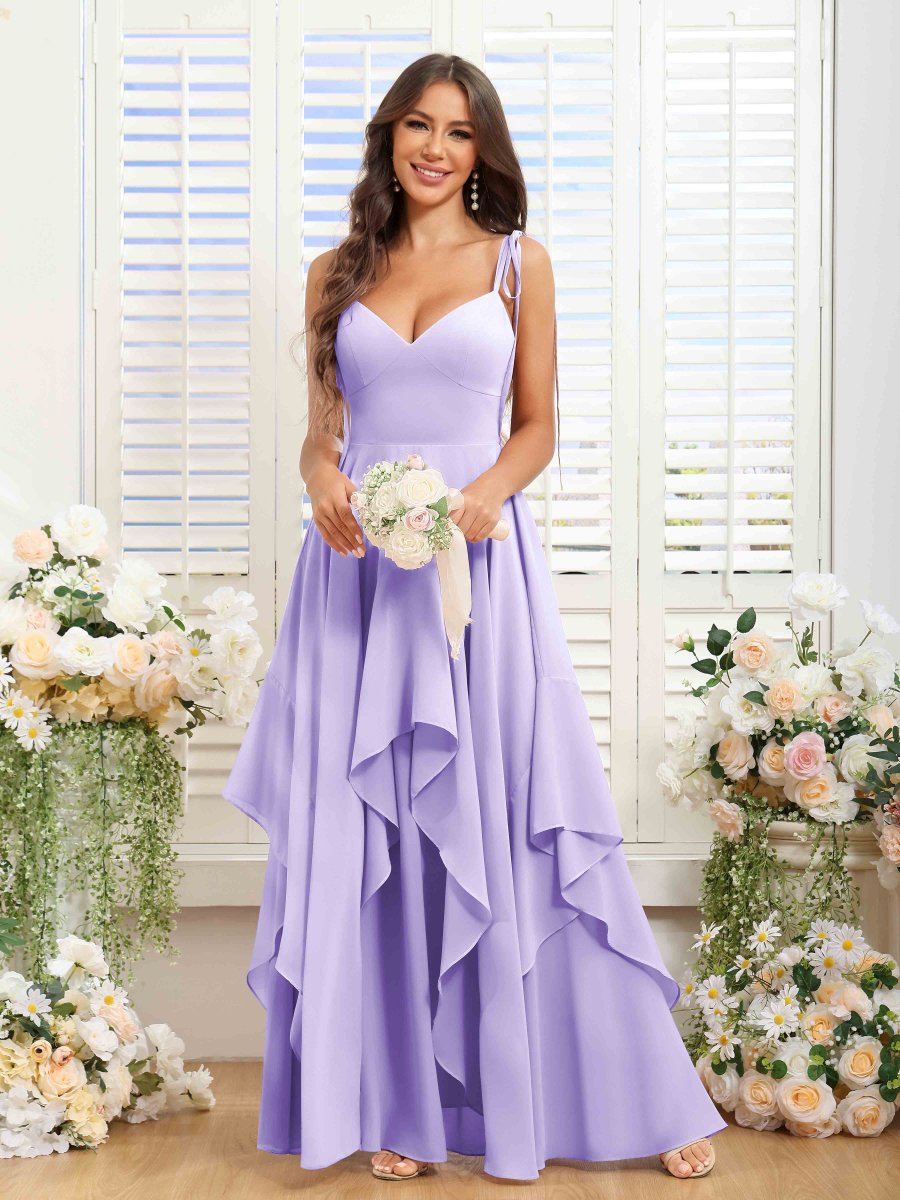 Robes De Demoiselle D'Honneur En Mousseline À Sans Manches Volants Amaranth