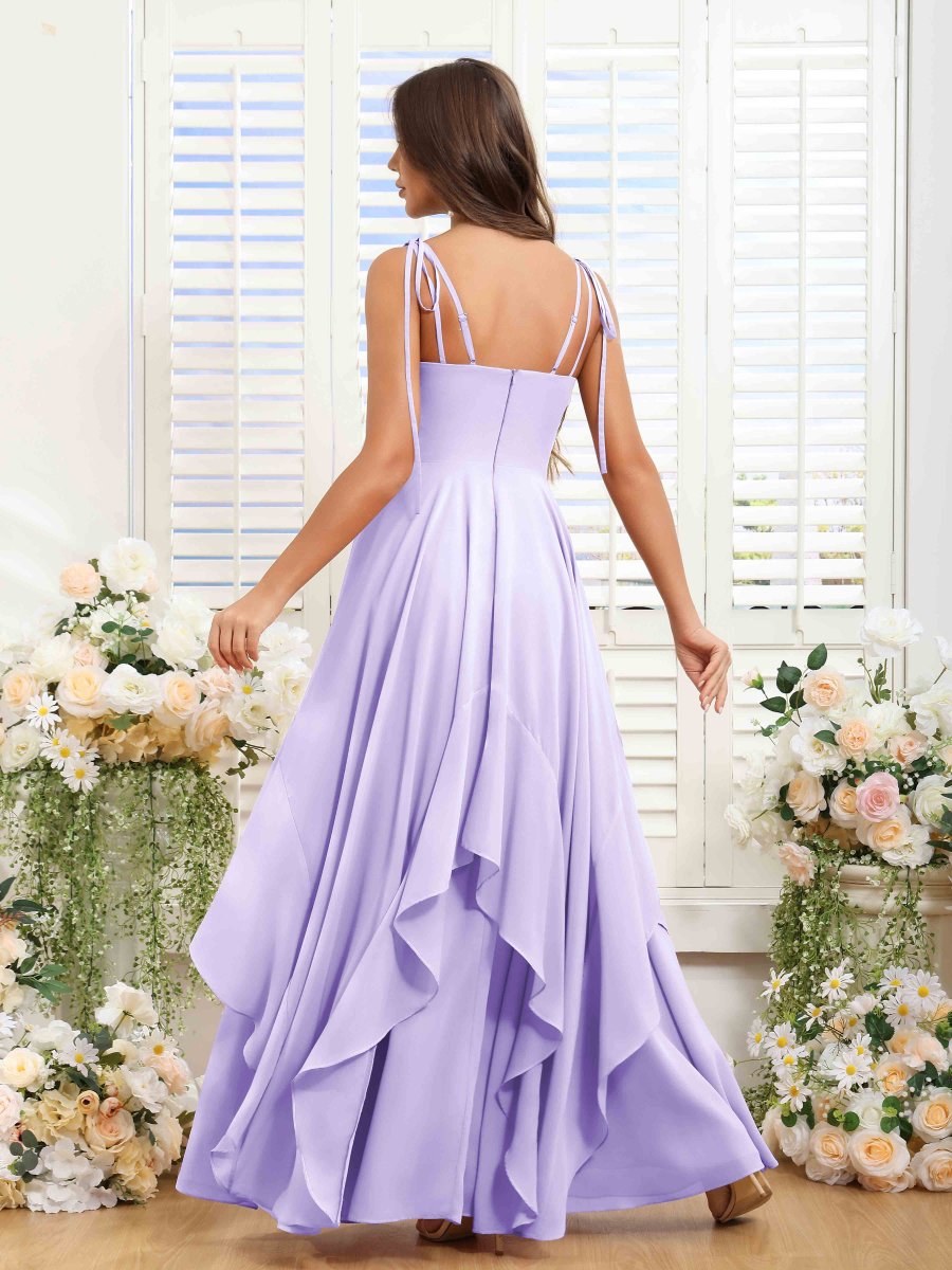 Robes De Demoiselle D'Honneur En Mousseline À Sans Manches Volants Amaranth – Image 3