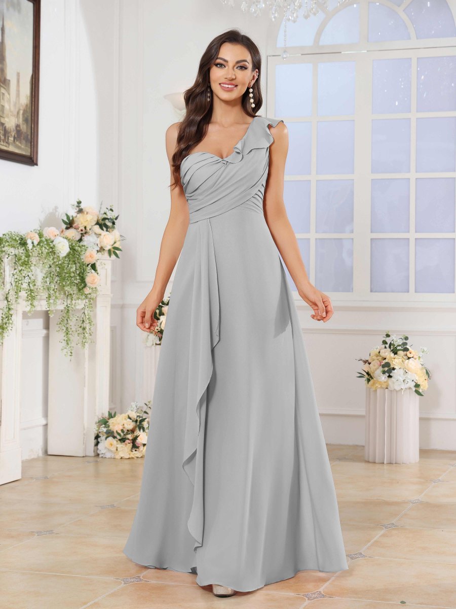 Robes De Demoiselle D'Honneur En Mousseline À Une Épaule Madisyn – Image 4