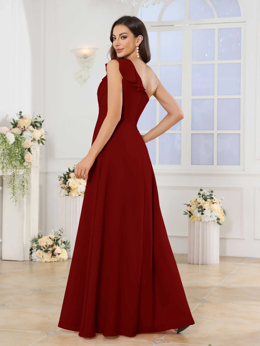 Robes De Demoiselle D'Honneur En Mousseline À Une Épaule Madisyn – Image 3