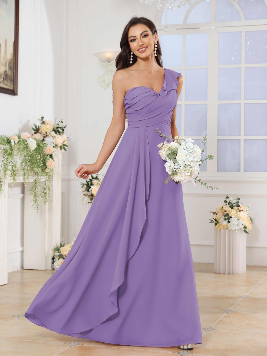 Robes De Demoiselle D'Honneur En Mousseline À Une Épaule Madisyn – Image 7