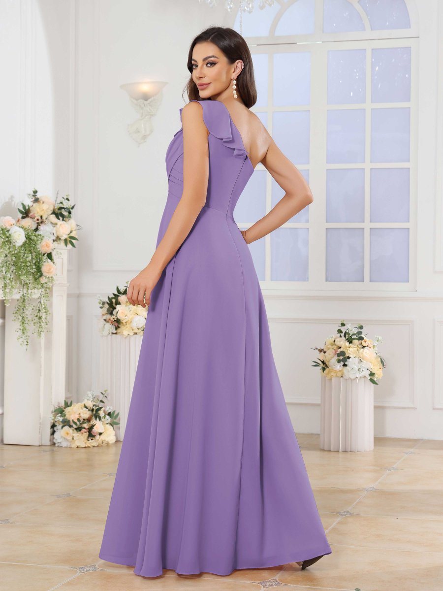 Robes De Demoiselle D'Honneur En Mousseline À Une Épaule Madisyn – Image 8