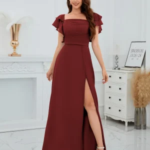 Robes De Demoiselle D'Honneur En Mousseline À Volants Col Carré Charleigh