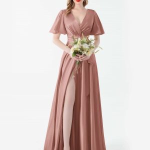 Robes De Demoiselle D'Honneur À Fente À Jambe Et Longueur Au Sol Nora