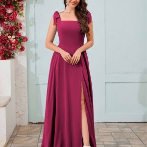Robes De Demoiselle D'Honneur À Fente À Jambe Et Col Carré Legacy