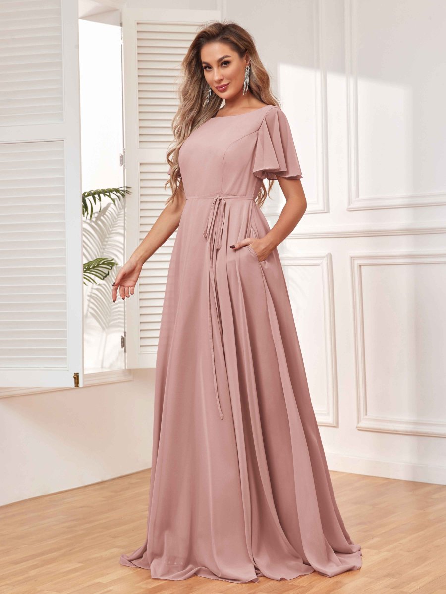 Robes De Demoiselle D'Honneur Longueur Au Sol Madeline Avec Poches – Image 3