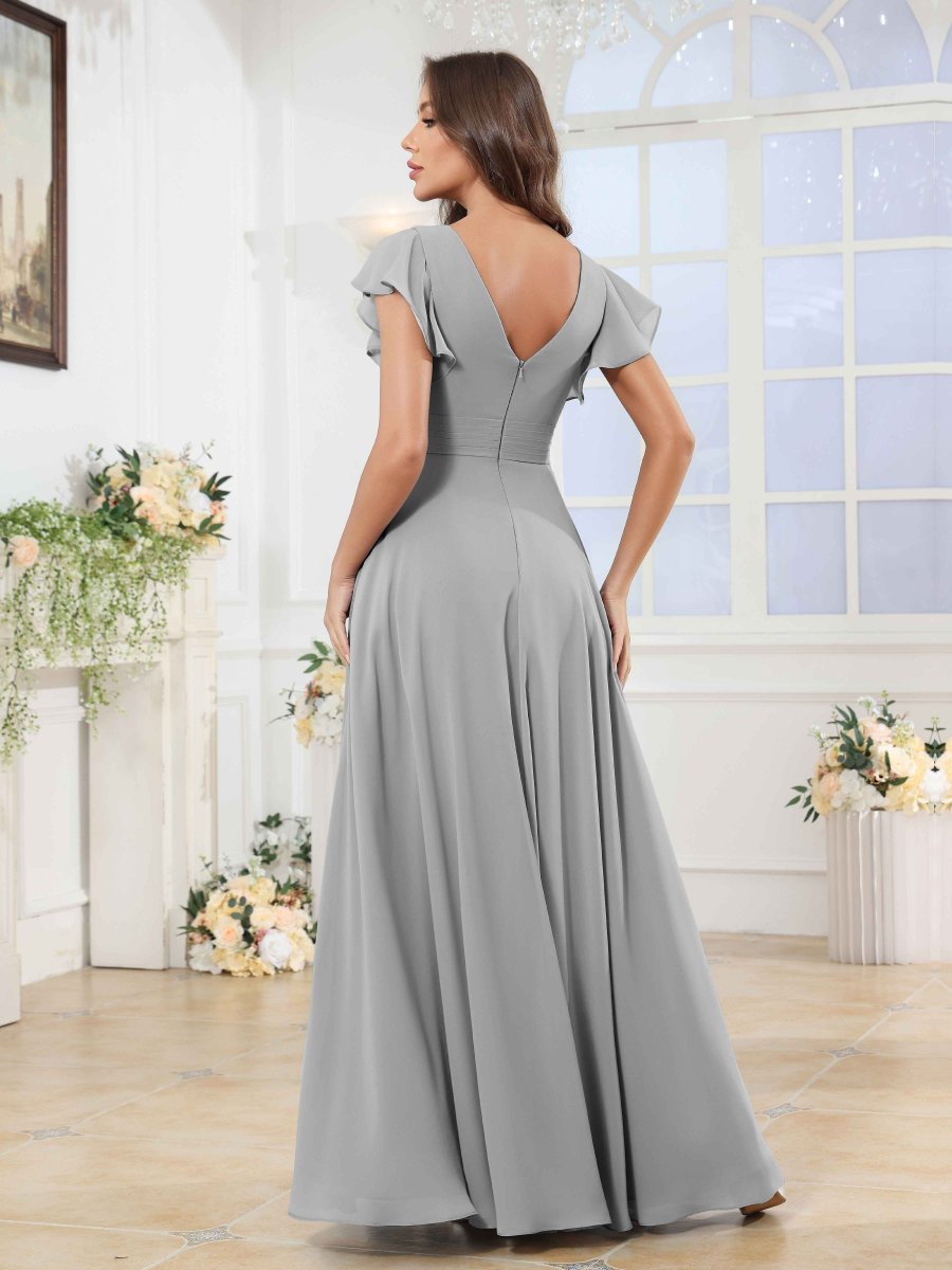 Robes De Demoiselle D'Honneur En Mousseline À Ruché Fente À Jambe Theodora – Image 6