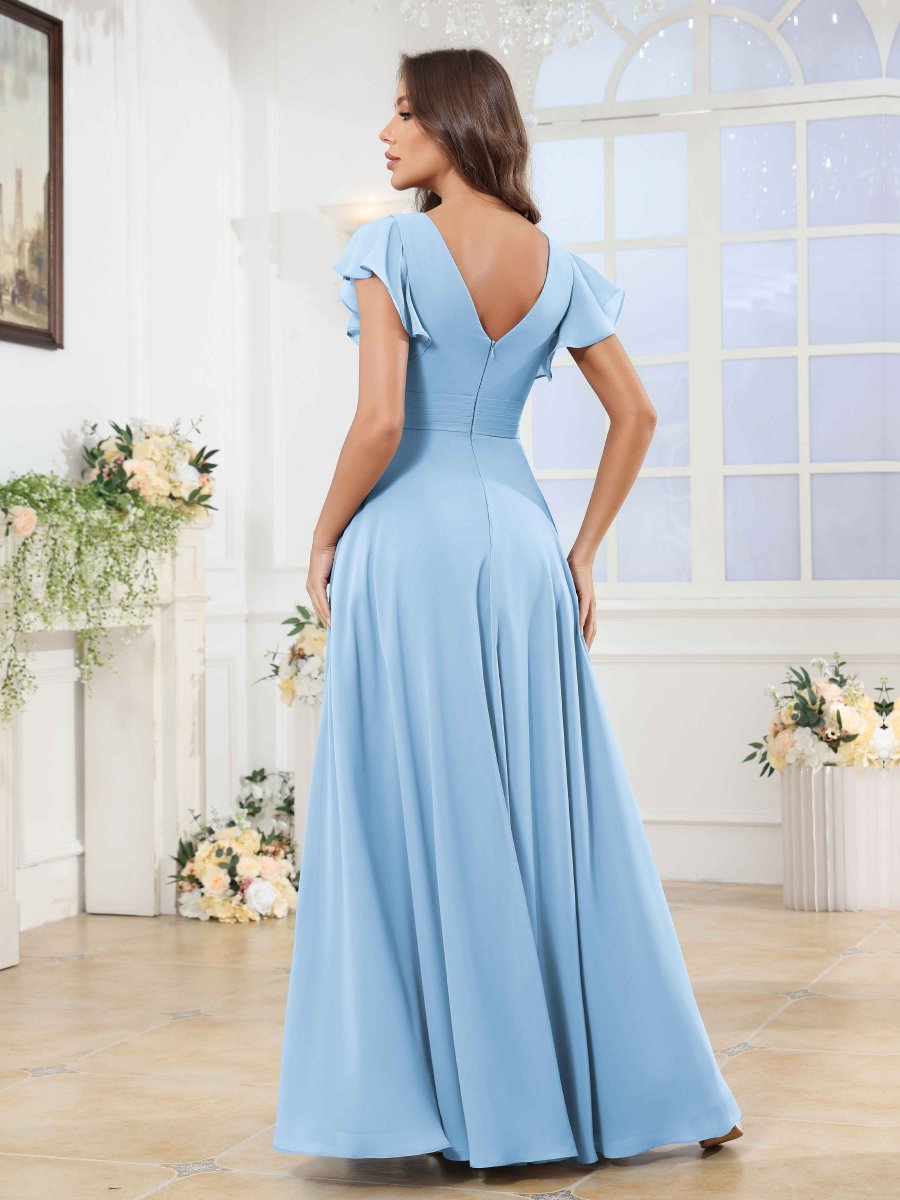 Robes De Demoiselle D'Honneur En Mousseline À Ruché Fente À Jambe Theodora – Image 9