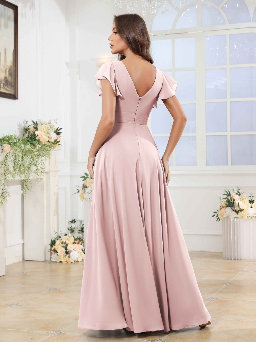 Robes De Demoiselle D'Honneur En Mousseline À Ruché Fente À Jambe Theodora – Image 3