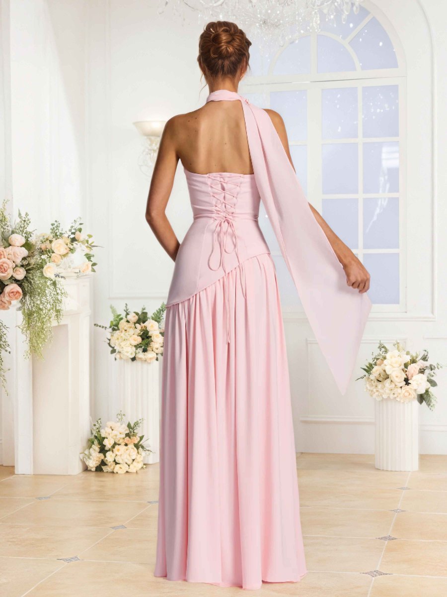 Robes De Demoiselle D'Honneur En Mousseline À Sans Bretelles Fente Lilibet – Image 3