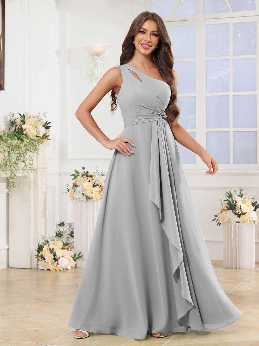 Robes De Demoiselle D'Honneur En Mousseline À Une Épaule Fente À Jambe Martha – Image 5