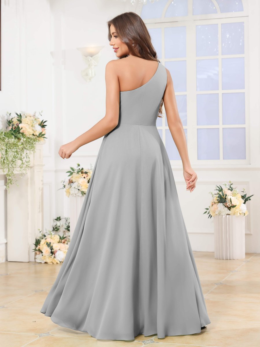 Robes De Demoiselle D'Honneur En Mousseline À Une Épaule Fente À Jambe Martha – Image 6