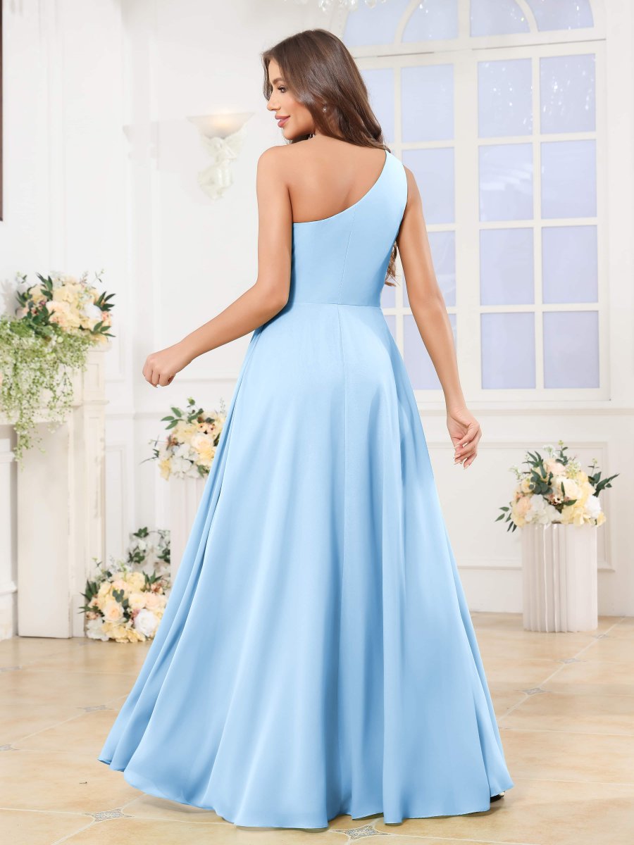 Robes De Demoiselle D'Honneur En Mousseline À Une Épaule Fente À Jambe Martha – Image 9