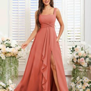 Robes De Demoiselle D'Honneur En Mousseline À Volants Avec Poches Reverie