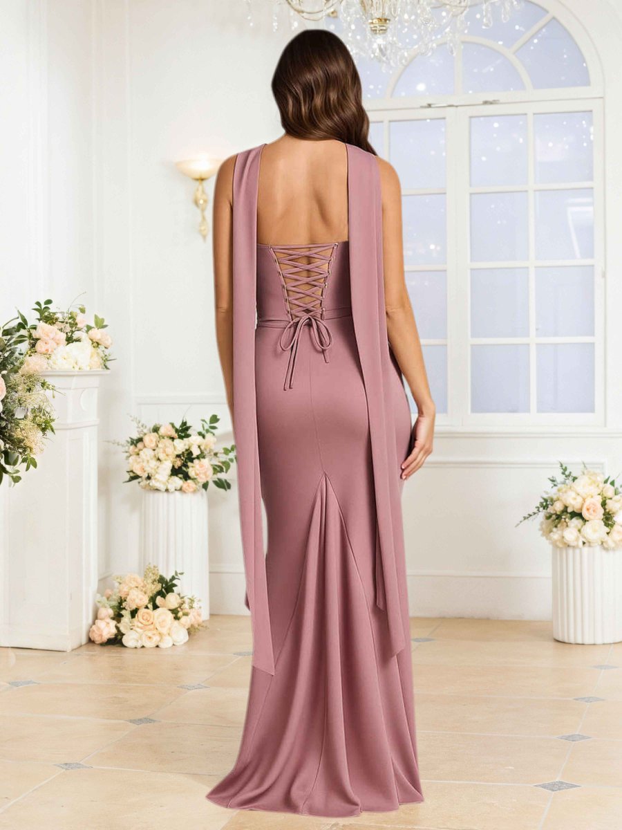 Robes De Demoiselle D'Honneur En Satin À Épaules Dénudées Kerensa – Image 3