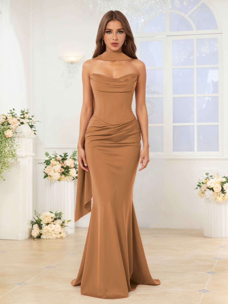 Robes De Demoiselle D'Honneur En Satin À Épaules Dénudées Kerensa – Image 4