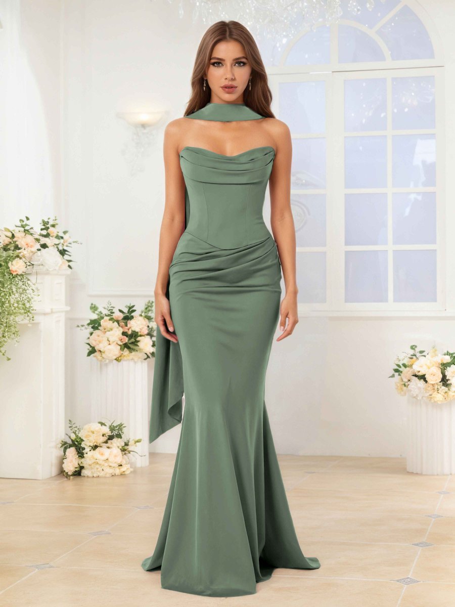 Robes De Demoiselle D'Honneur En Satin À Épaules Dénudées Kerensa – Image 5