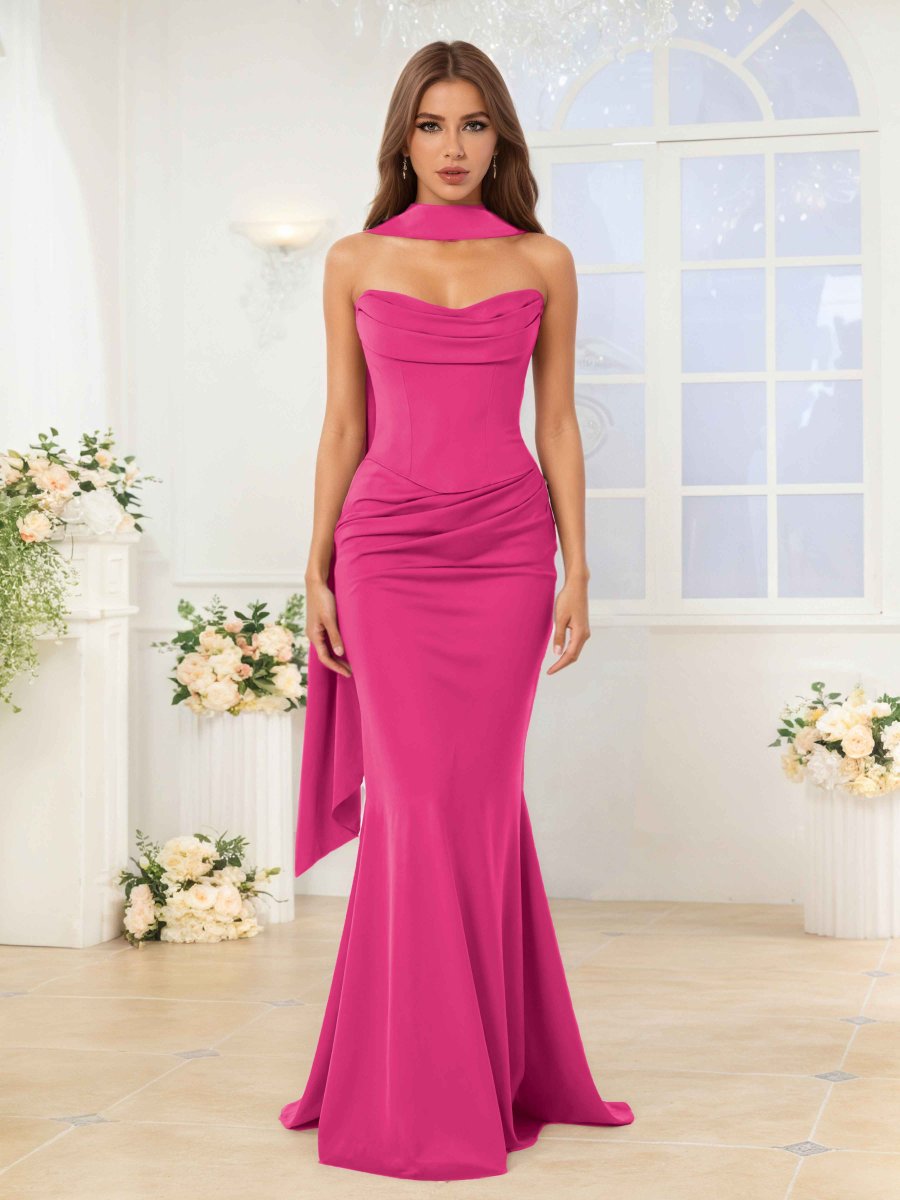 Robes De Demoiselle D'Honneur En Satin À Épaules Dénudées Kerensa – Image 6