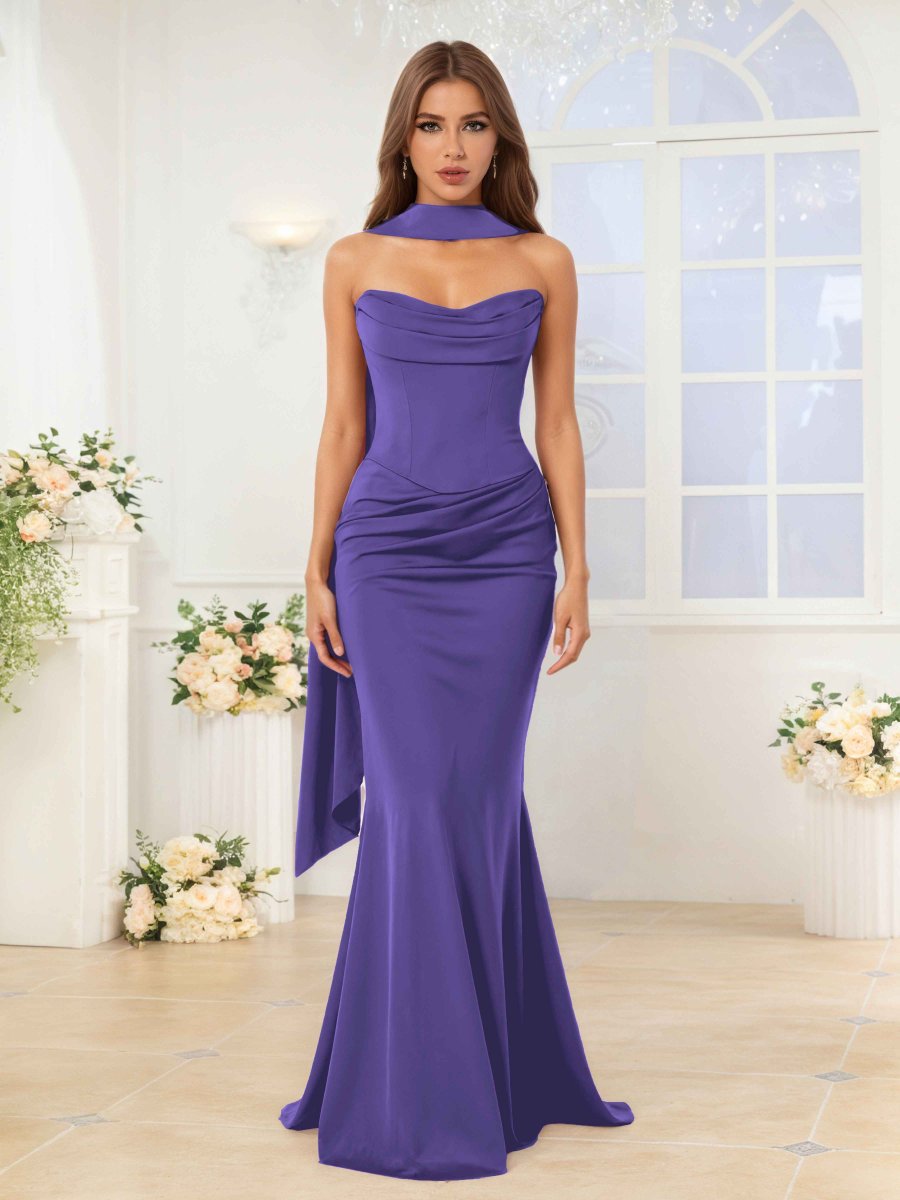 Robes De Demoiselle D'Honneur En Satin À Épaules Dénudées Kerensa – Image 7