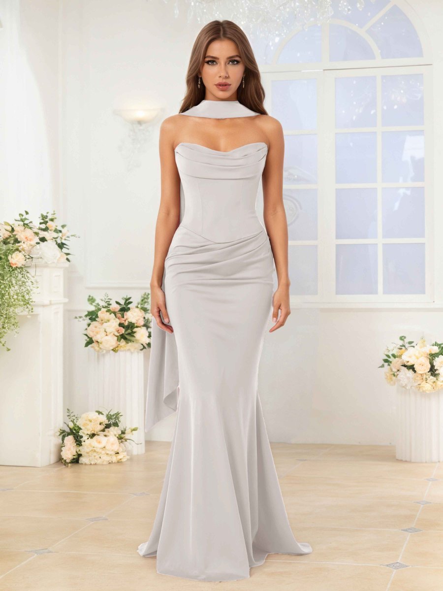 Robes De Demoiselle D'Honneur En Satin À Épaules Dénudées Kerensa – Image 8