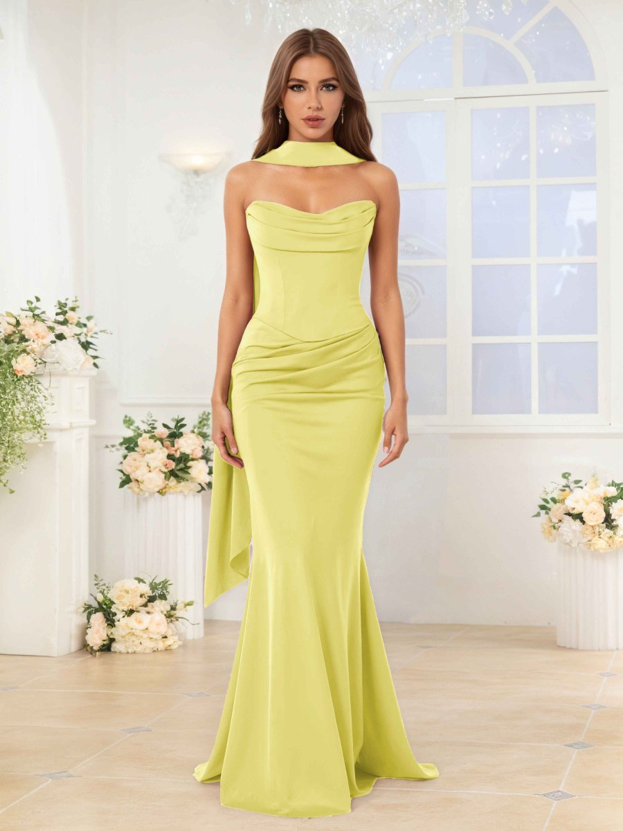 Robes De Demoiselle D'Honneur En Satin À Épaules Dénudées Kerensa – Image 9