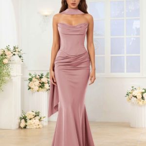 Robes De Demoiselle D'Honneur En Satin À Épaules Dénudées Kerensa