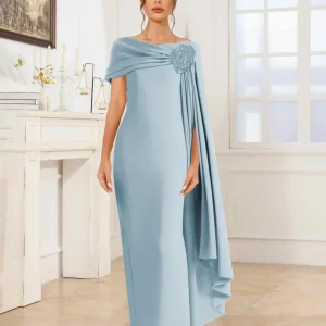 Robes De La Mère De La Mariée/Du Marié En Satin À Gracieuse Fleur Avec Cape Taelara
