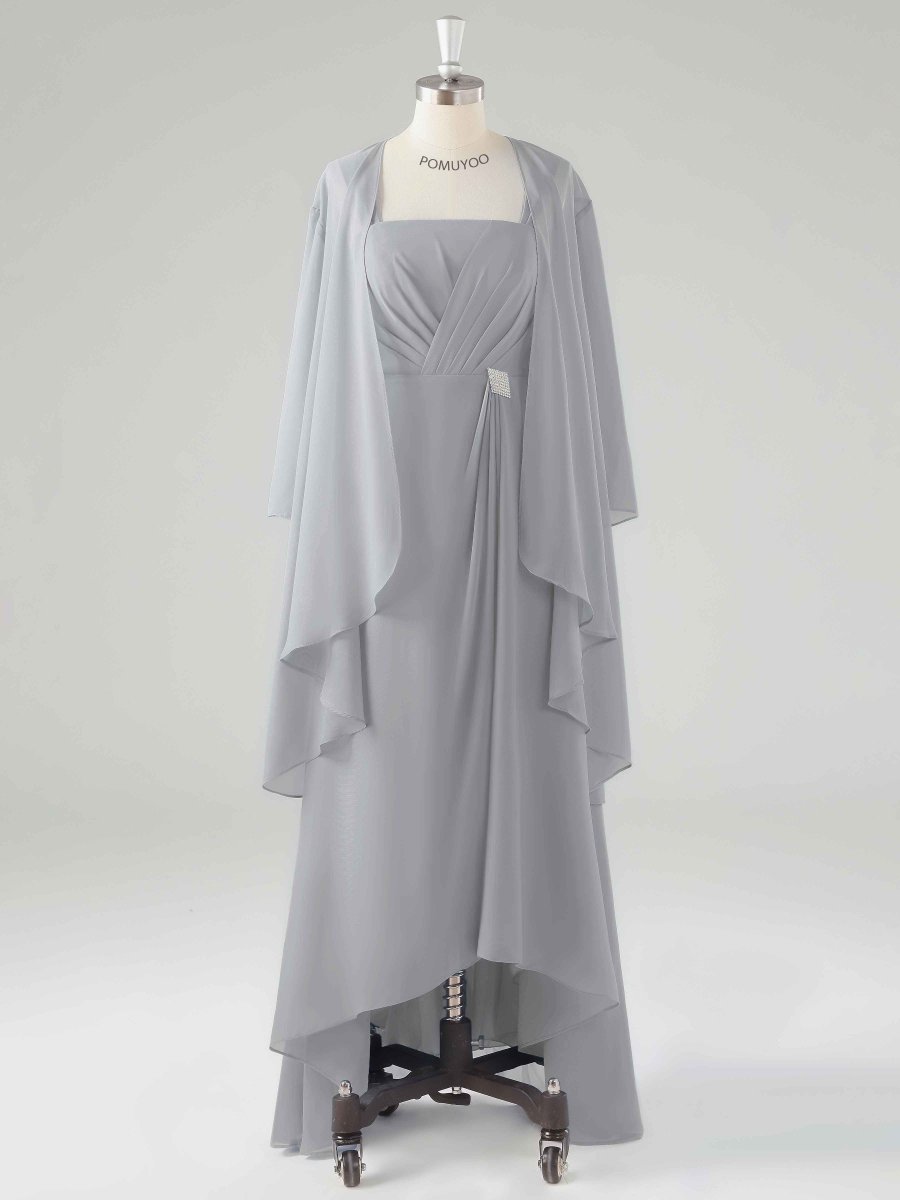 Robes Mère De La Mariée 2 Pièces En Mousseline À Plissé Asymétrique – Image 7