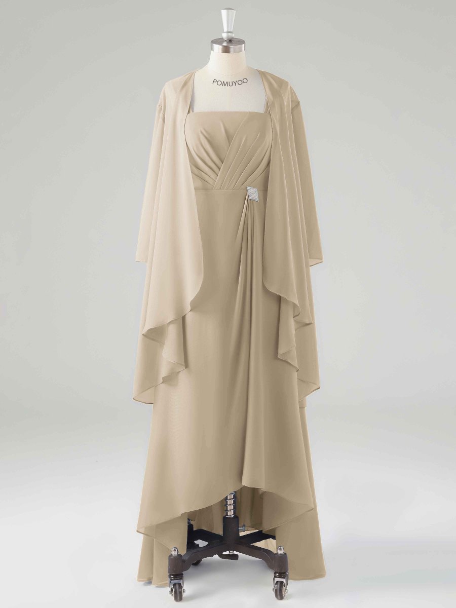 Robes Mère De La Mariée 2 Pièces En Mousseline À Plissé Asymétrique – Image 8