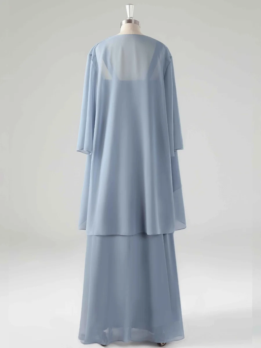 Robes Mère De La Mariée 2 Pièces En Mousseline À Plissé Asymétrique – Image 5