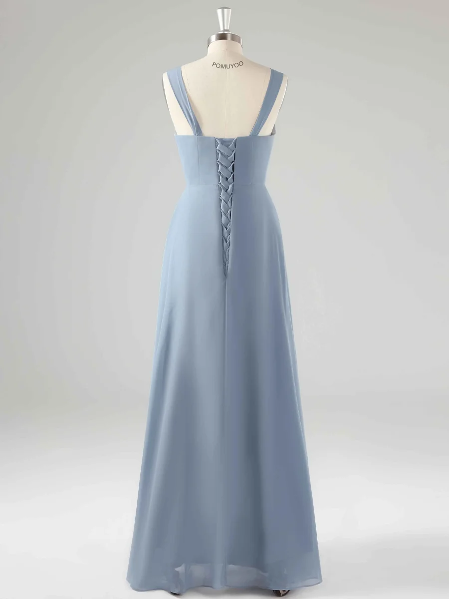 Robes Mère De La Mariée 2 Pièces En Mousseline À Plissé Asymétrique – Image 6