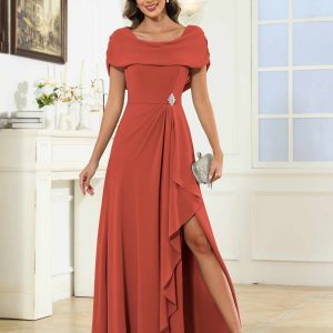 Robes Mère De La Mariée À Col Bénitier Fente À Jambe Coraline