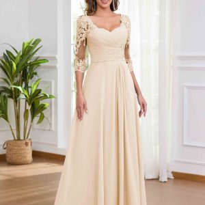 Robes Mère De La Mariée À Dentelle Ruché Demi-Manches Kassidy