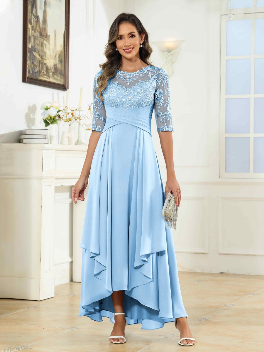 Robes Mère De La Mariée À Illusion Dentelle Volants Demi Manches Bridget – Image 7