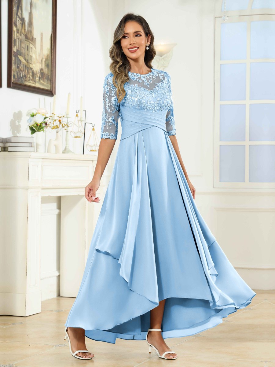 Robes Mère De La Mariée À Illusion Dentelle Volants Demi Manches Bridget – Image 8