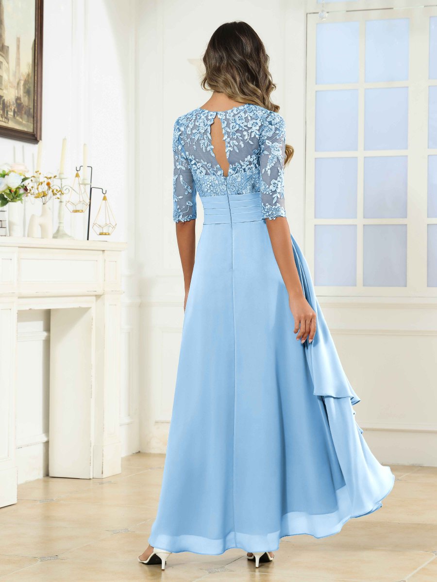 Robes Mère De La Mariée À Illusion Dentelle Volants Demi Manches Bridget – Image 9