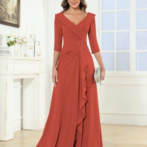 Robes Mère De La Mariée À Ruché Appliqués Volants Selene