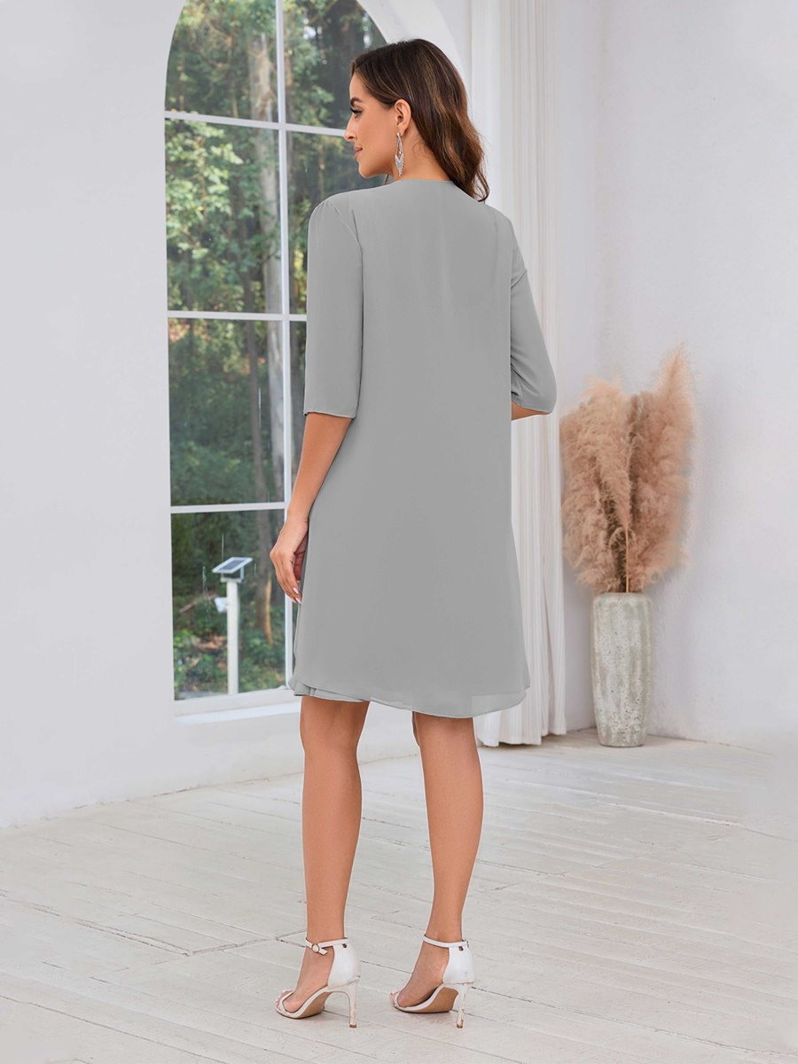 Robes Mère De La Mariée À Dentelle Longueur Aux Genoux Deux Pièces Macie – Image 9