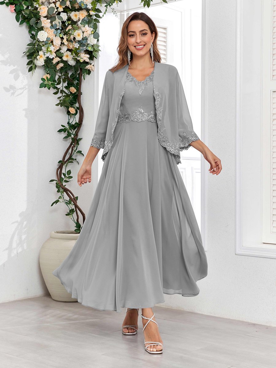 Robes Mère De La Mariée À Deux Pièces Appliqués Dentelle Aisha – Image 7