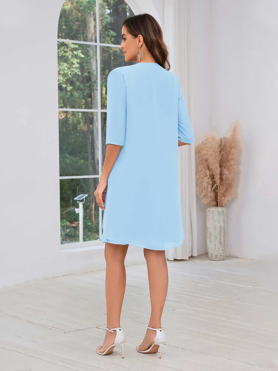 Robes Mère De La Mariée À Dentelle Longueur Aux Genoux Deux Pièces Macie – Image 6